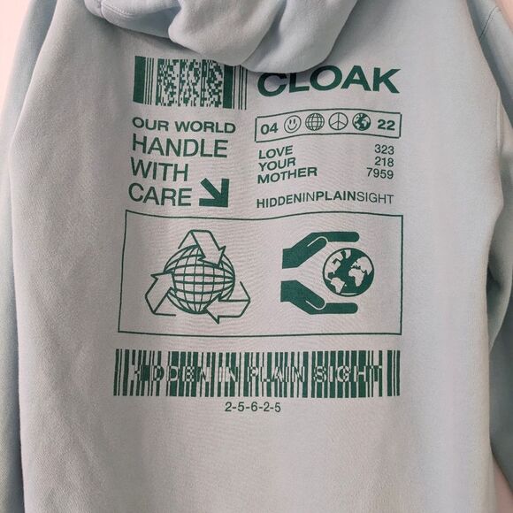 CLOAK Enviromental Earth Recycling Hoodie Oversized - Picture 5 of 7